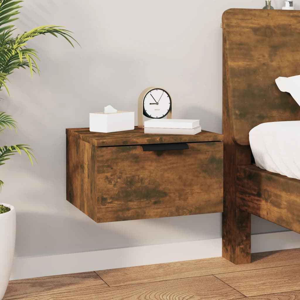 vidaXL Κομοδίνα Επιτοίχια 2 τεμ. Καπνιστή Δρυς 34 x 30 x 20 εκ.