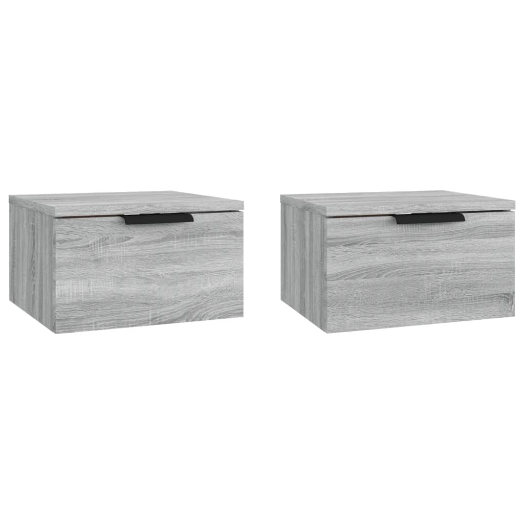 vidaXL Κομοδίνα Επιτοίχια 2 τεμ. Γκρι Sonoma 34x30x20 εκ.