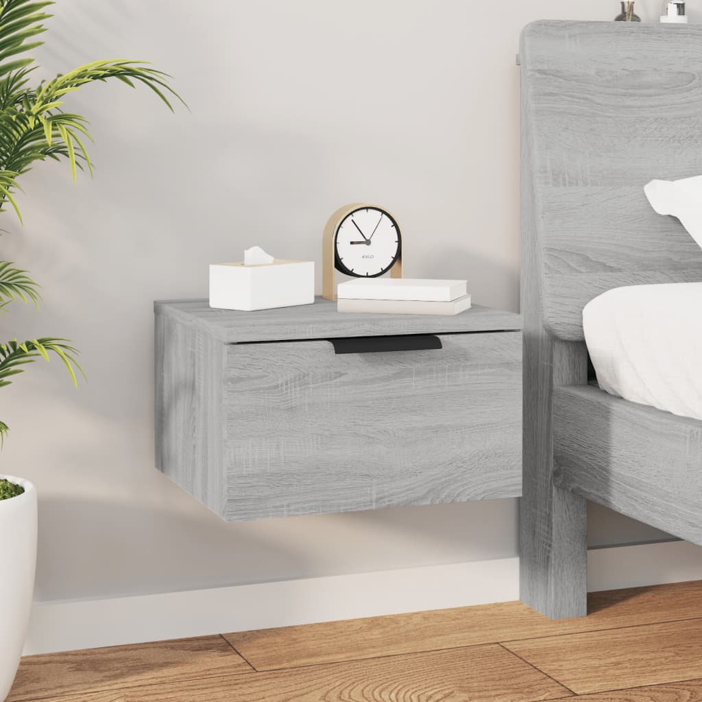 vidaXL Κομοδίνα Επιτοίχια 2 τεμ. Γκρι Sonoma 34x30x20 εκ.