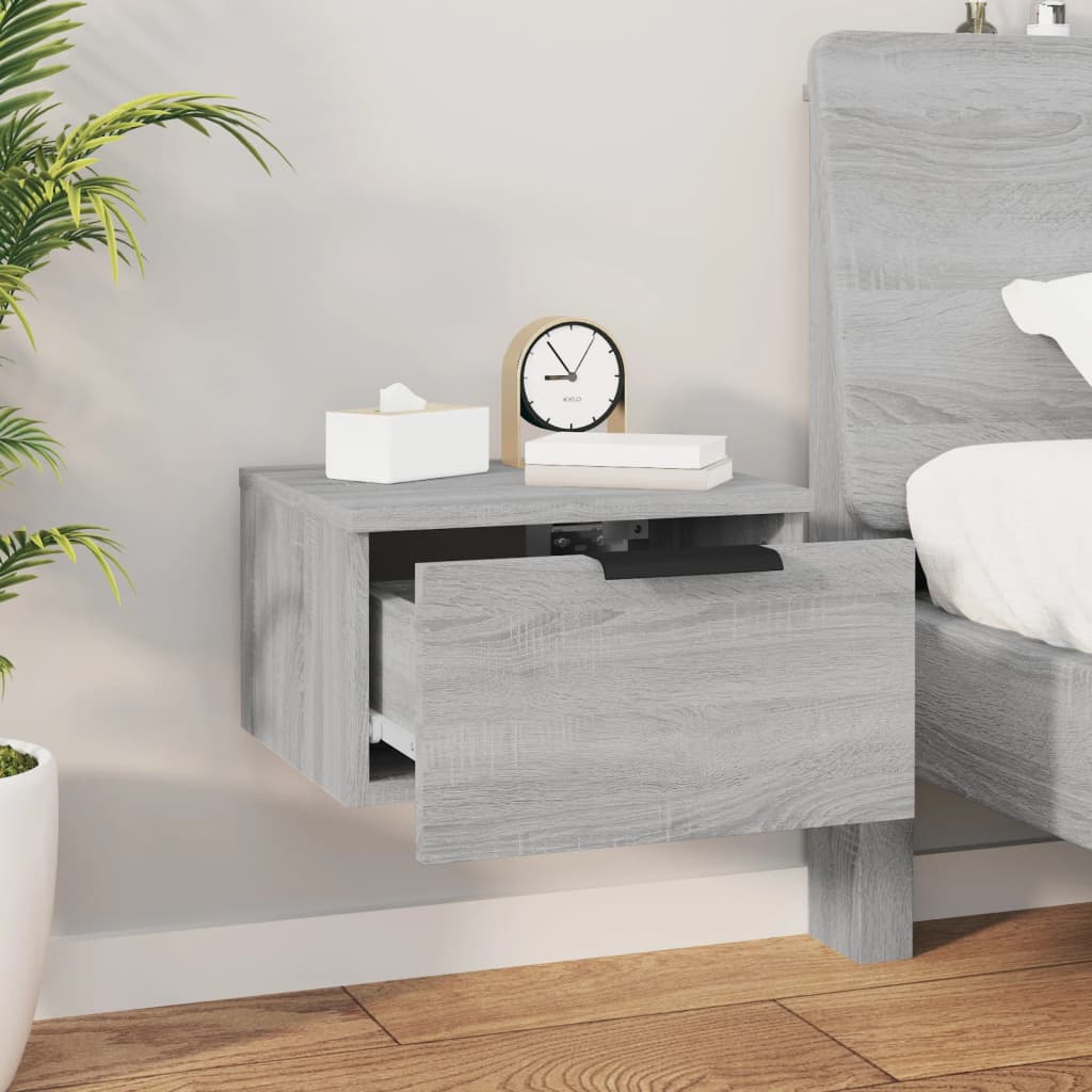 vidaXL Κομοδίνα Επιτοίχια 2 τεμ. Γκρι Sonoma 34x30x20 εκ.