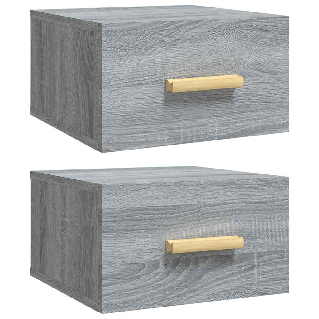 vidaXL Κομοδίνα Επιτοίχια 2 τεμ. Γκρι Sonoma 35 x 35 x 20 εκ.