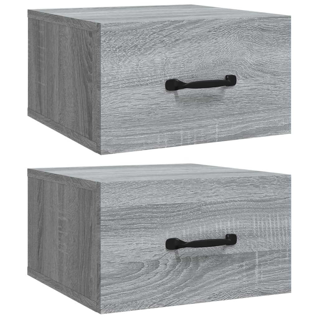 vidaXL Κομοδίνα Επιτοίχια 2 τεμ. Γκρι Sonoma 35 x 35 x 20 εκ.