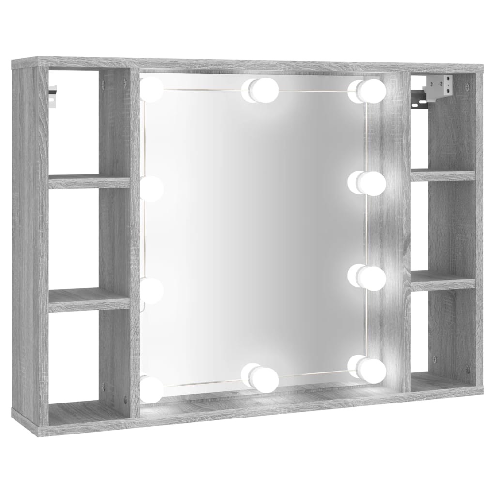 vidaXL Έπιπλο Καθρέπτη με LED Γκρι Sonoma 76 x 15 x 55 εκ.