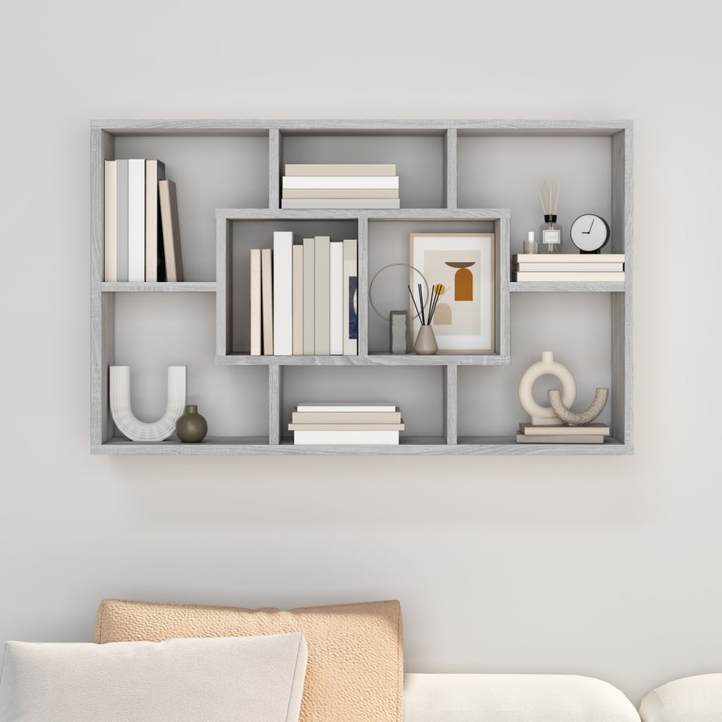 vidaXL Ραφιέρα Τοίχου Γκρι Sonoma 85x16x52,5 εκ. Επεξεργασμένο Ξύλο