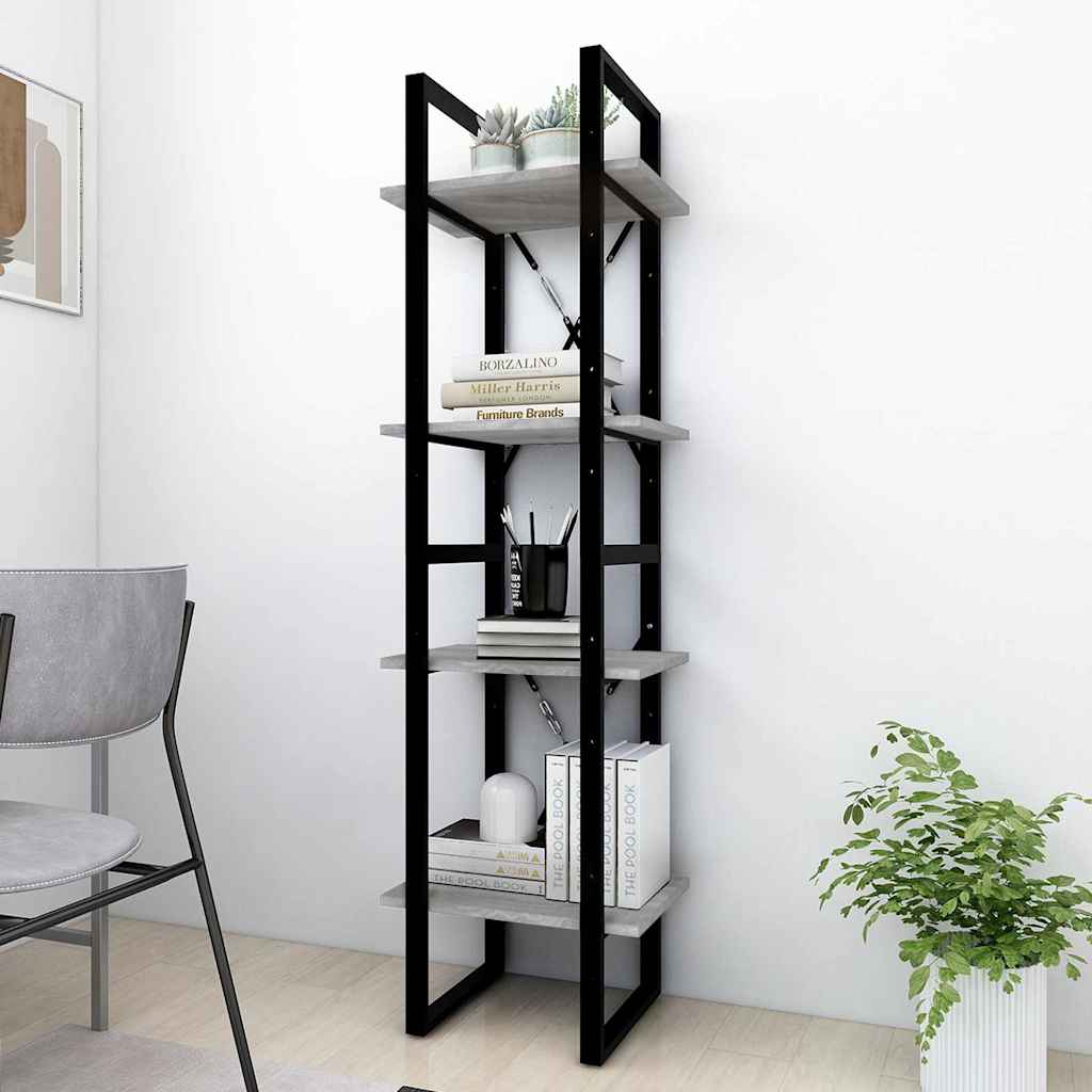 vidaXL Βιβλιοθήκη με 4 Ράφια Γκρι Sonoma 40x30x140 εκ. Επεξεργ. Ξύλο