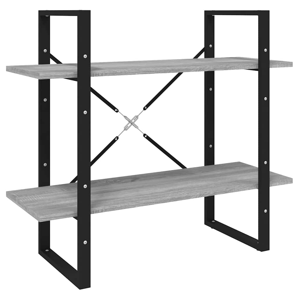 vidaXL Βιβλιοθήκη με 2 Ράφια Γκρι Sonoma 80x30x70 εκ. Επεξεργ. Ξύλο