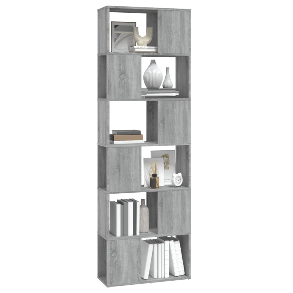 vidaXL Βιβλιοθήκη/Διαχωριστικό Χώρου Γκρι Sonoma 60 x 24 x 186 εκ.