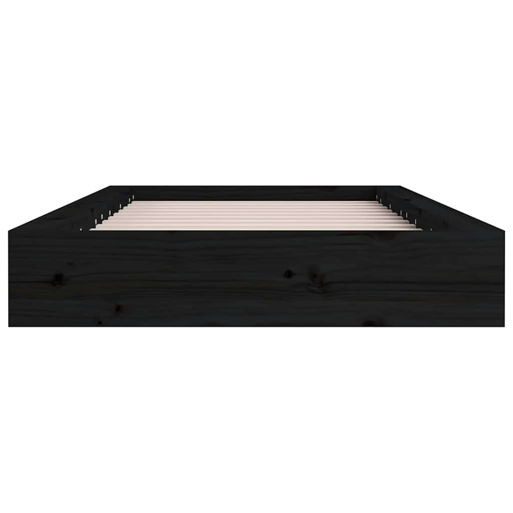 vidaXL Πλαίσιο Κρεβατιού Μαύρο 75 x 190εκ. από Μασίφ Ξύλο Small Single