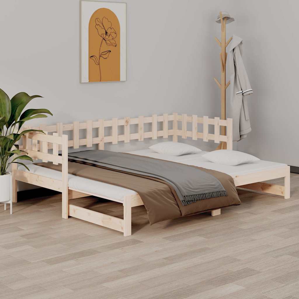 vidaXL Καναπές Κρεβάτι Συρόμενος 2x(80x200) εκ. από Μασίφ Ξύλο Πεύκου