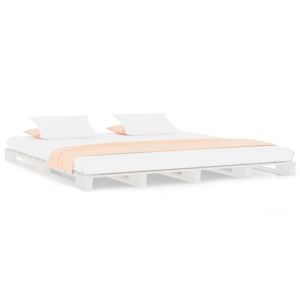 vidaXL Κρεβάτι Παλέτες Λευκό 180 x 200 εκ. Μασίφ Ξύλο Super King Size