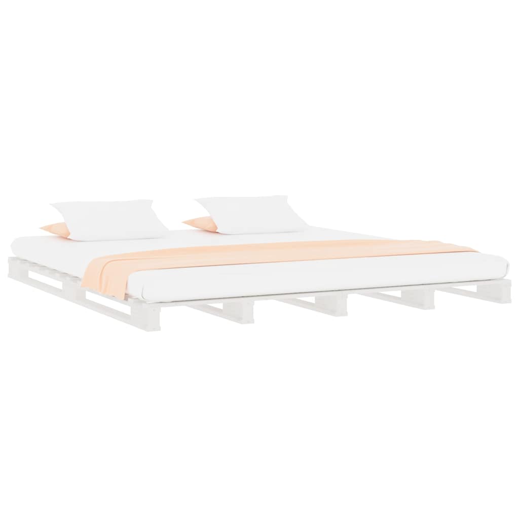 vidaXL Κρεβάτι Παλέτες Λευκό 180 x 200 εκ. Μασίφ Ξύλο Super King Size