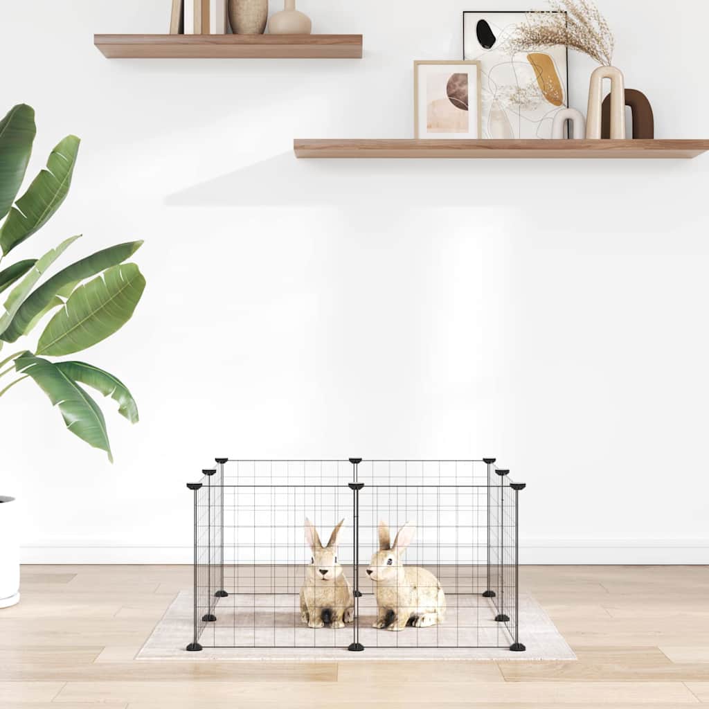 vidaXL Κλουβί για Κατοικίδια με 8 Πάνελ Μαύρο 35 x 35 εκ. Ατσάλινο