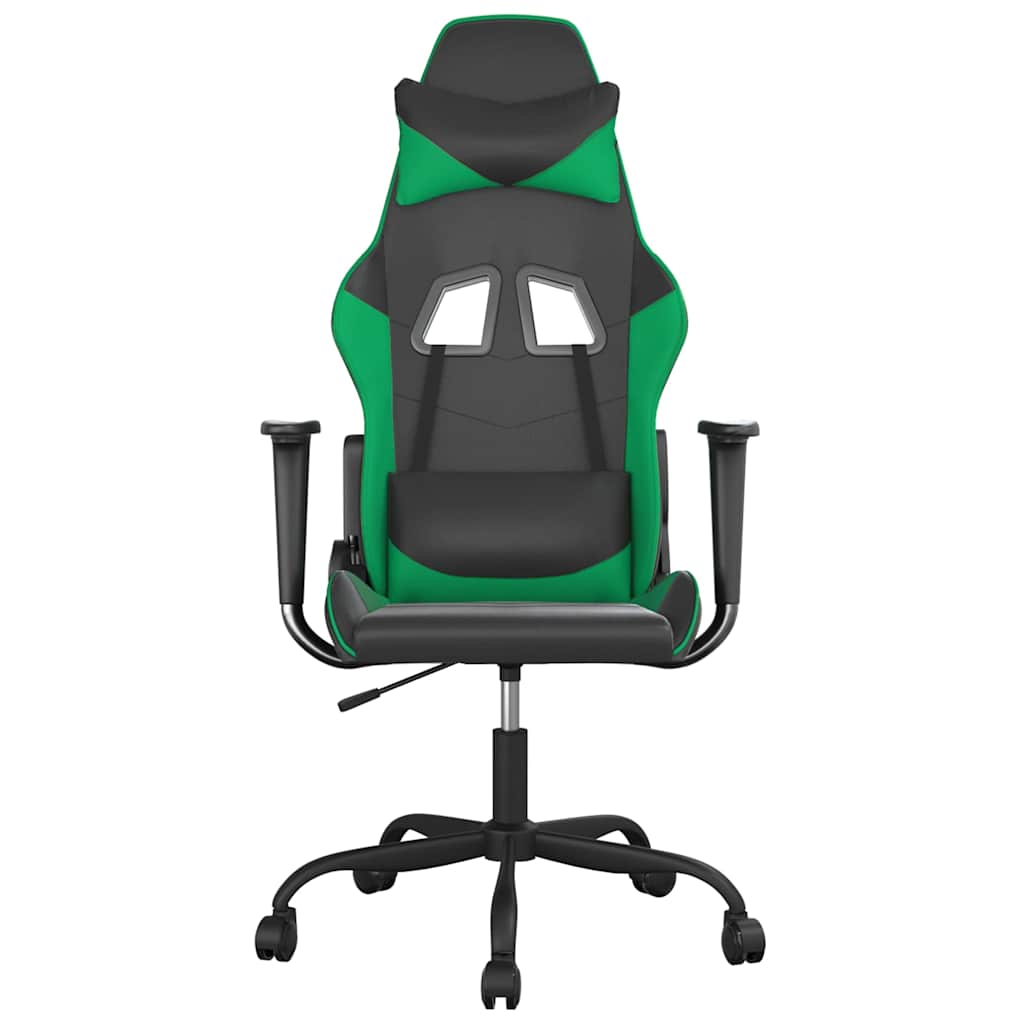 vidaXL Καρέκλα Gaming Μασάζ Μαύρο/Πράσινο από Συνθετικό Δέρμα