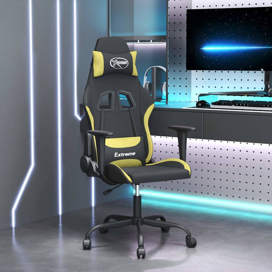 vidaXL Καρέκλα Μασάζ Gaming Μαύρο και Αν. Πράσινο Υφασμάτινη