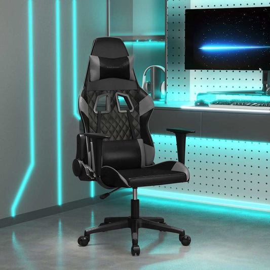 vidaXL Καρέκλα Gaming Μασάζ Μαύρο/Γκρι από Συνθετικό Δέρμα