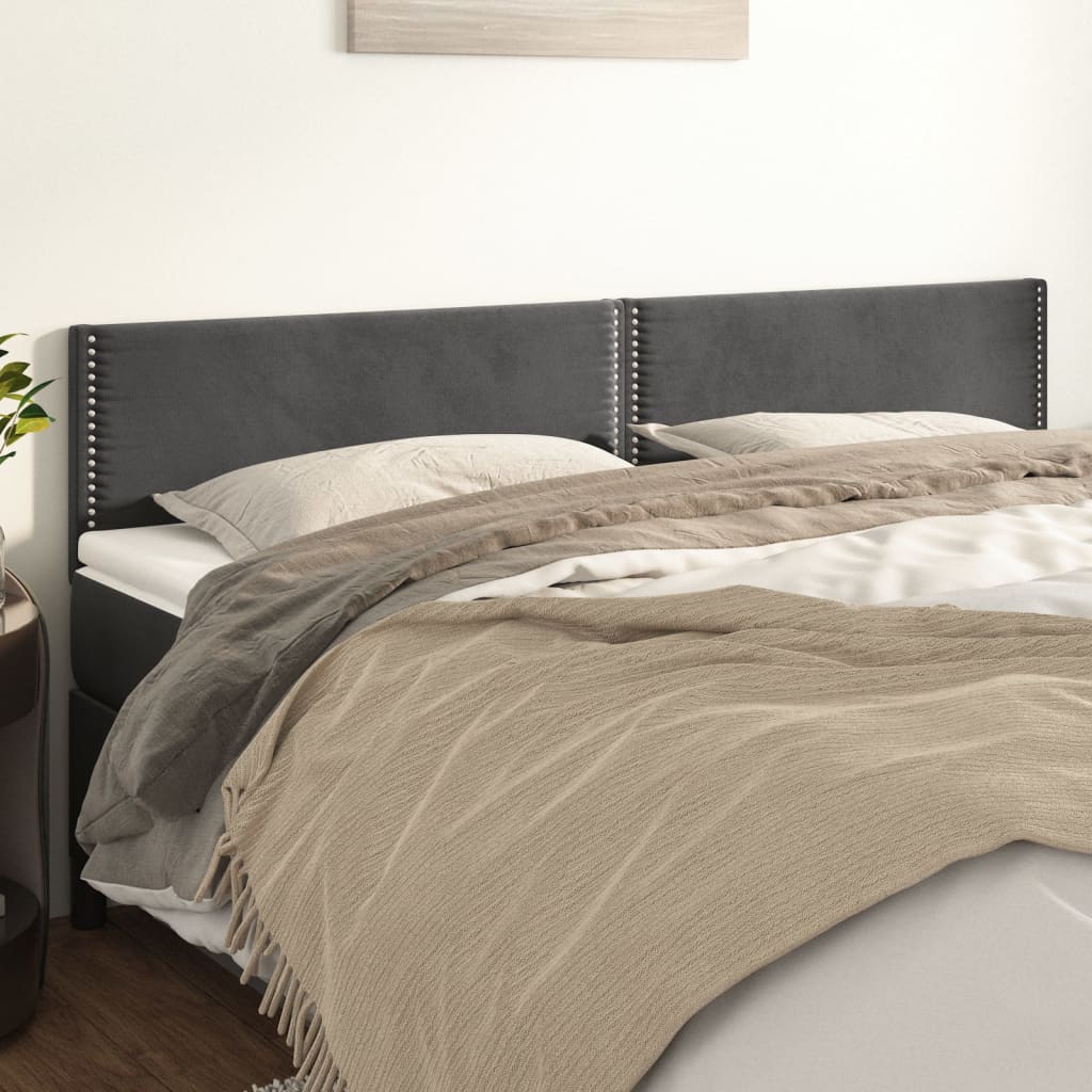 vidaXL Κεφαλάρια Κρεβατιού 2 τεμ. Σκούρο Γκρι 90x5x78/88 εκ. Βελούδινο