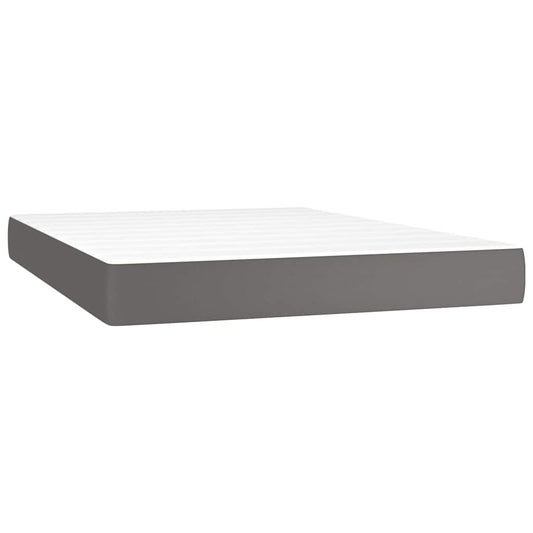 vidaXL Στρώμα με Pocket Springs Μεσαίας Σκληρότητας Γκρι 140x190x20 εκ. Συνθετικό Δέρμα