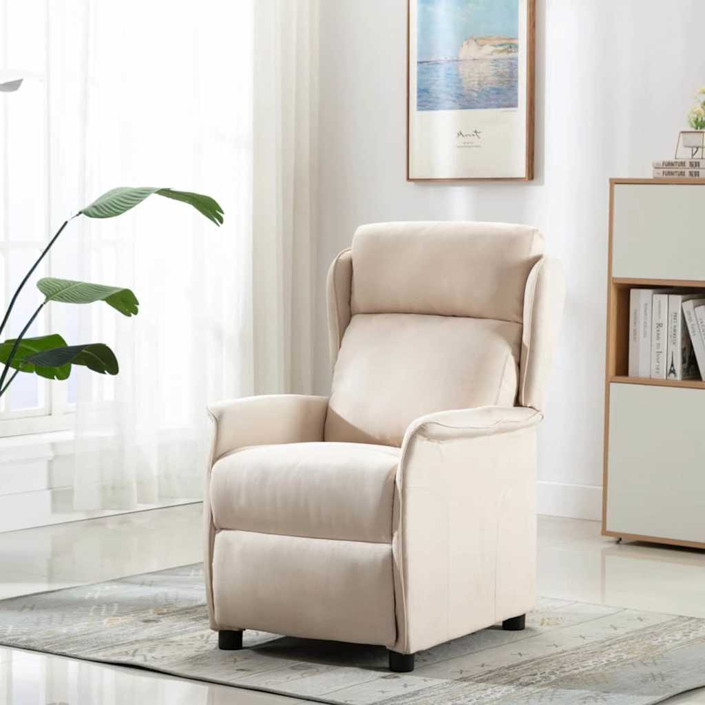 vidaXL Καρέκλα μασάζ Κρεμ 93.5 x 67.5 x 101.5 εκ. ύφασμα