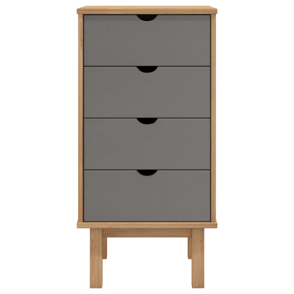 vidaXL Συρταριέρα OTTA Καφέ & Γκρι 45x39x90 εκ. Μασίφ Ξύλο Πεύκου