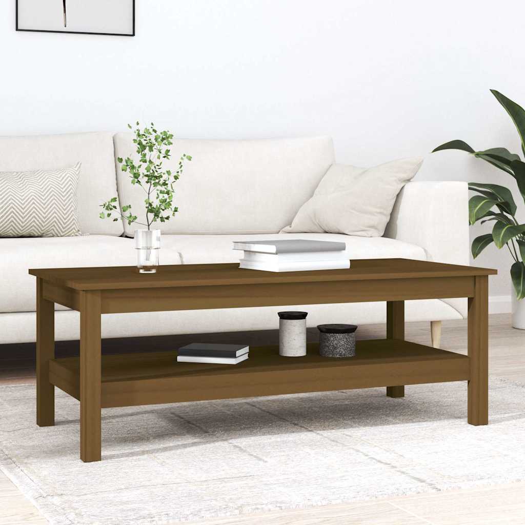 vidaXL Τραπεζάκι Σαλονιού Καφέ Μελί 110x50x40 εκ. Μασίφ Ξύλο Πεύκου