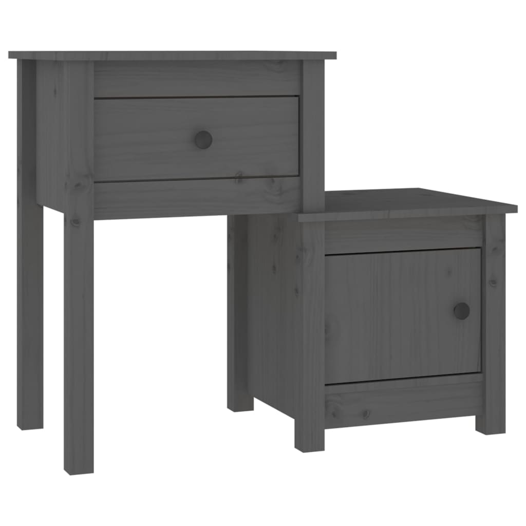 vidaXL Κομοδίνα 2 τεμ. Γκρί 79,5x38x65,5 εκ. από Μασίφ Ξύλο Πεύκου