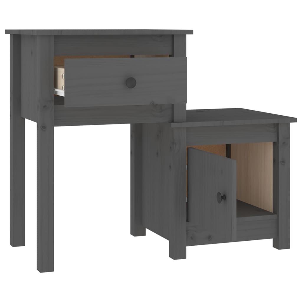 vidaXL Κομοδίνα 2 τεμ. Γκρί 79,5x38x65,5 εκ. από Μασίφ Ξύλο Πεύκου