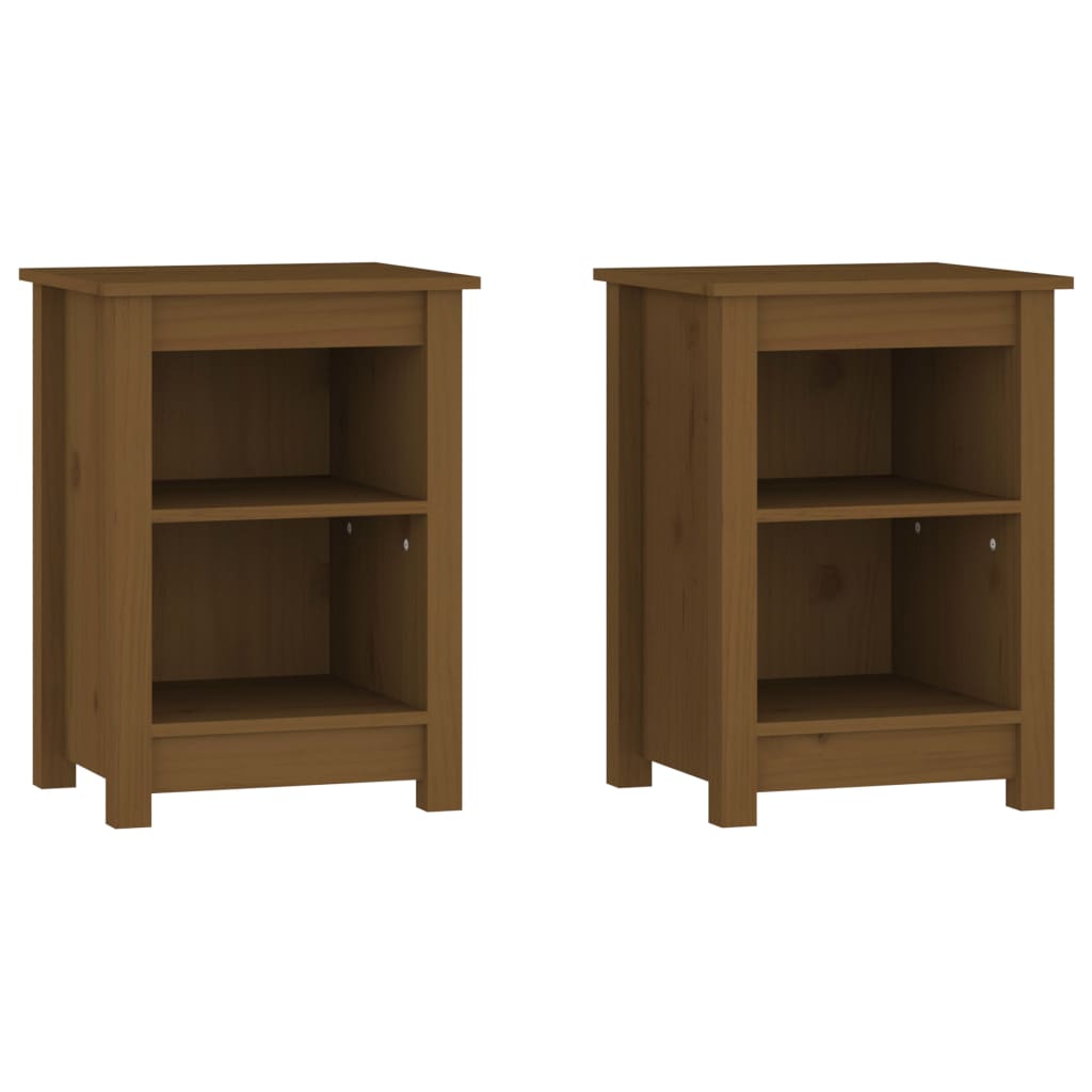 vidaXL Κομοδίνα 2 τεμ. Καφέ Μελί 40x35x55 εκ. από Μασίφ Ξύλο Πεύκου