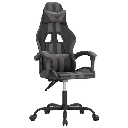 vidaXL Καρέκλα Gaming Περιστρεφόμενη Μαύρη/Γκρι από Συνθετικό Δέρμα
