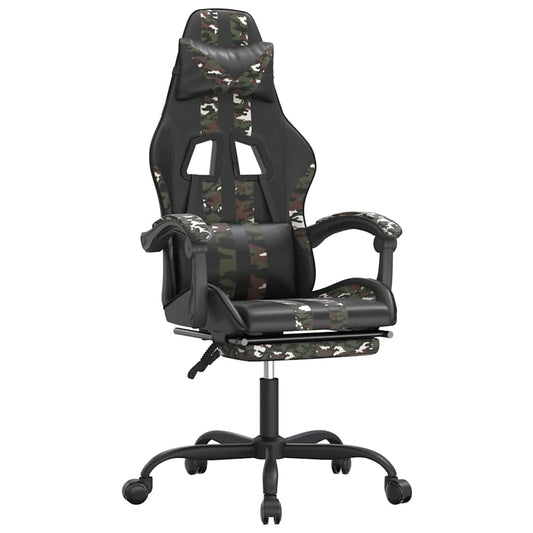 vidaXL Καρέκλα Gaming Μασάζ Υποπόδιο Μαύρη Παραλλαγή Συνθετικό Δέρμα