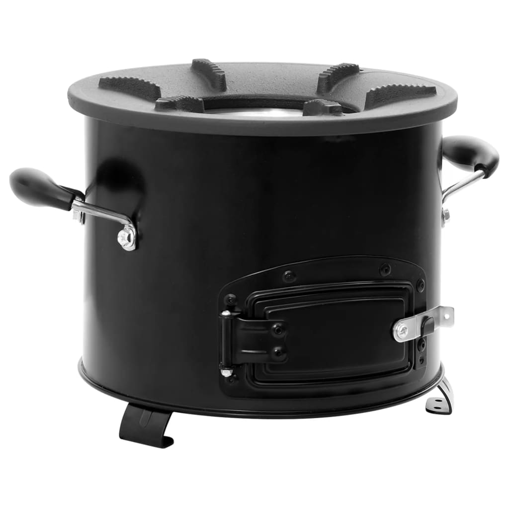vidaXL Ξυλόσομπα Για Κάμπινγκ Μαύρη 36 x 26 x 22,5 εκ. Μεταλλική