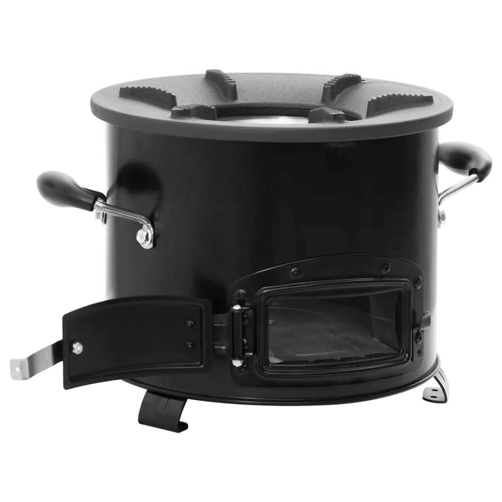 vidaXL Ξυλόσομπα Για Κάμπινγκ Μαύρη 36 x 26 x 22,5 εκ. Μεταλλική