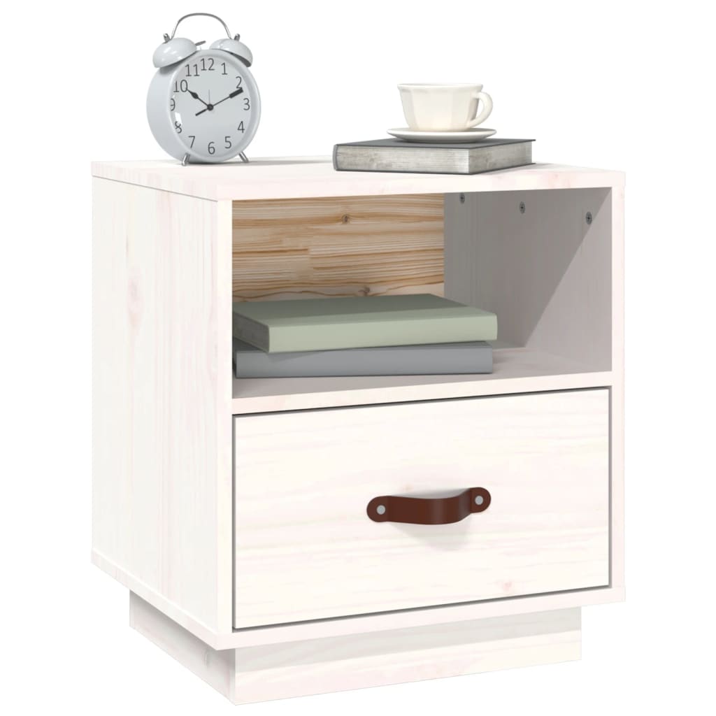 vidaXL Κομοδίνα 2 τεμ. Λευκό 40x34x45 εκ. από Μασίφ Ξύλο Πεύκου