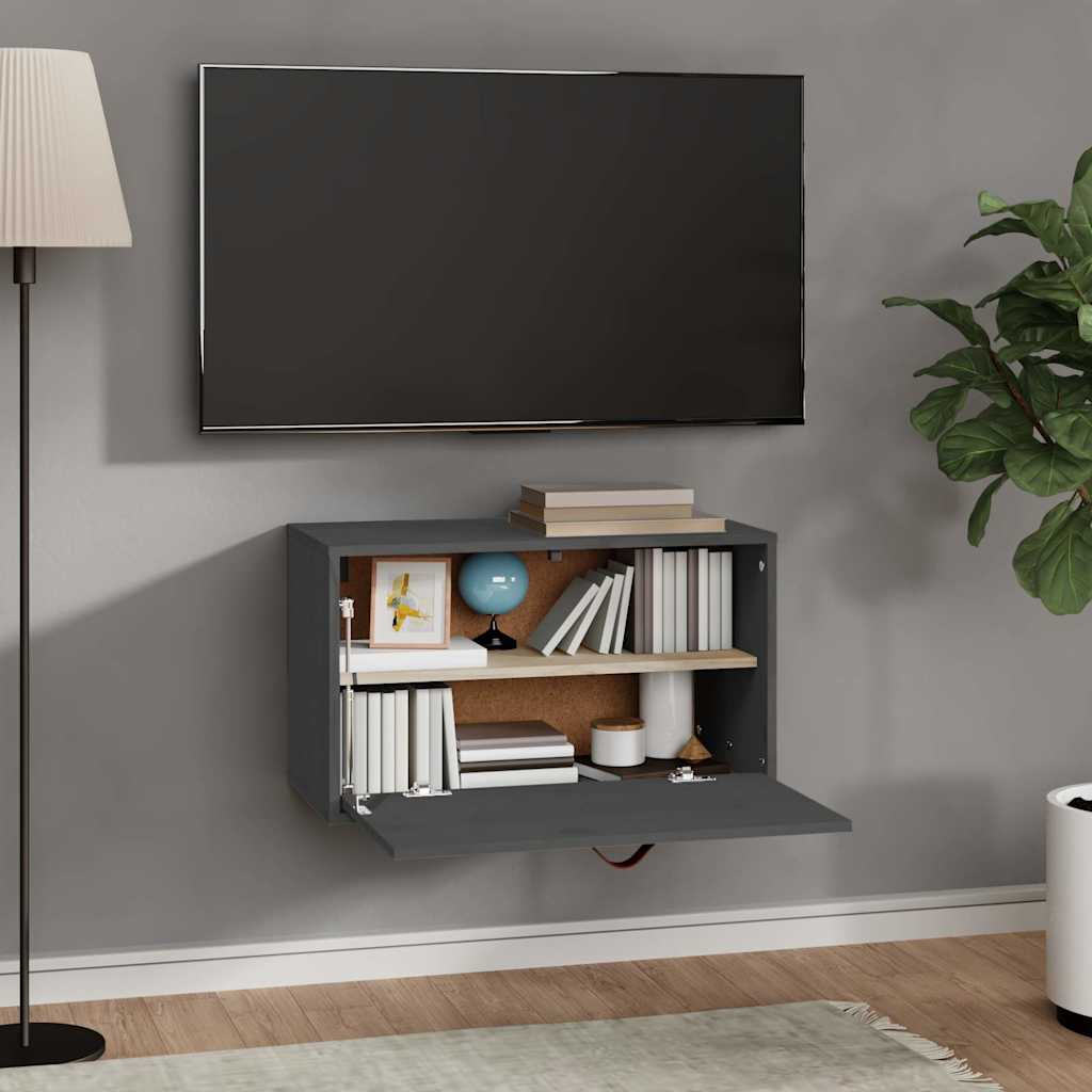 vidaXL Ντουλάπι Τοίχου Γκρι 60x30x35 εκ. από Μασίφ Ξύλο Πεύκου