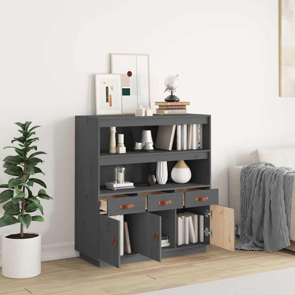 vidaXL Ντουλάπι Γκρι 100 x 40 x 108,5 εκ. από Μασίφ Ξύλο Πεύκου