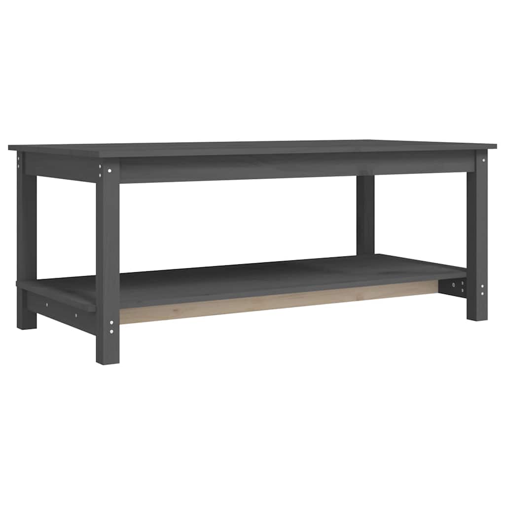 vidaXL Τραπεζάκι Σαλονιού Γκρι 110 x 55 x 45 εκ. από Μασίφ Ξύλο Πεύκου