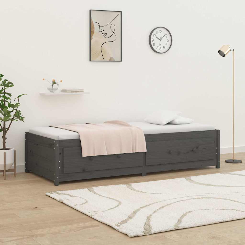 vidaXL Καναπές Κρεβάτι Γκρι 90 x 200 εκ. από Μασίφ Ξύλο Πεύκου