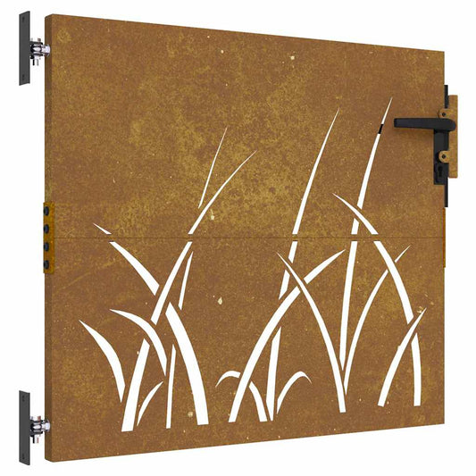 vidaXL Πόρτα Κήπου με Σχέδιο Χόρτου από Ατσάλι Corten 85x75 εκ.