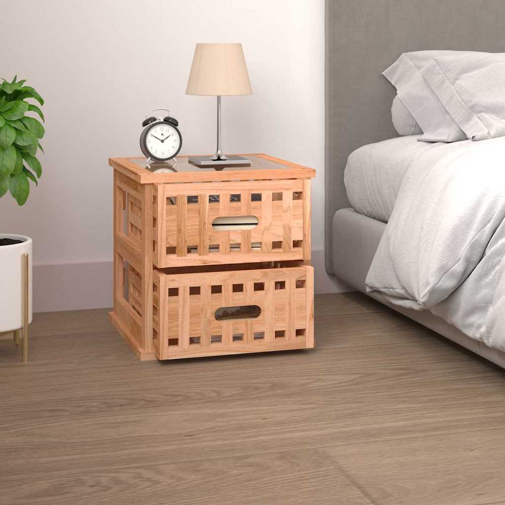 vidaXL Κομοδίνο 34 x 34 x 34 εκ. από Μασίφ Ξύλο Καρυδιάς
