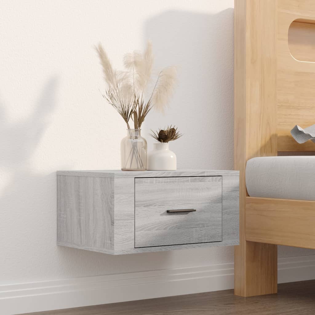 vidaXL Κομοδίνα Επιτοίχια 2 τεμ. Γκρι Sonoma 50x36x25 εκ.