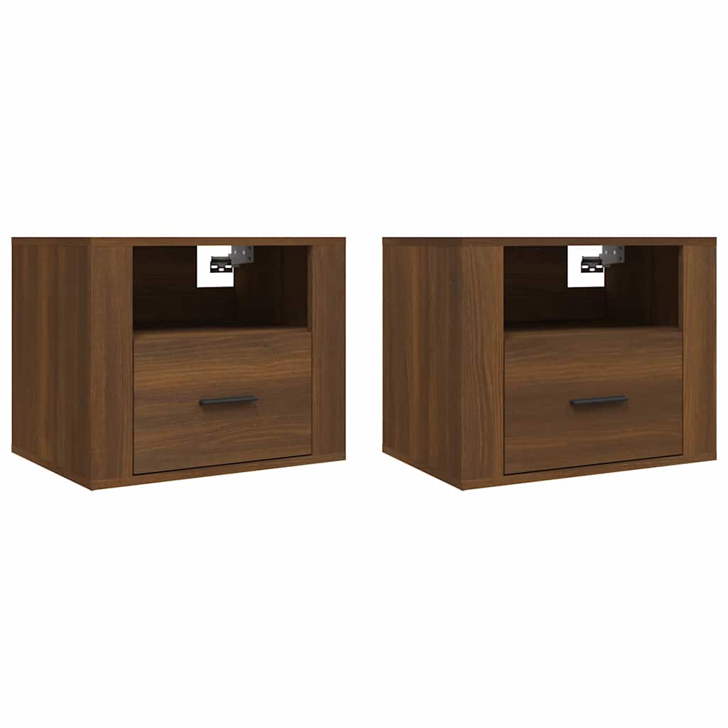 vidaXL Κομοδίνα Επιτοίχια 2 τεμ. Καφέ Δρυς 50x36x40 εκ.