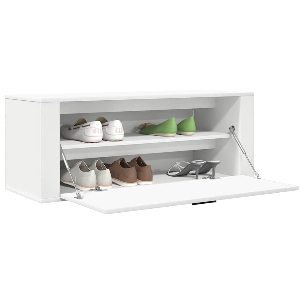 vidaXL Παπουτσοθήκη Επιτοίχια Λευκή 100x35x38 εκ. Επεξεργασμένο Ξύλο
