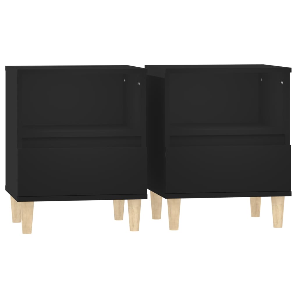 vidaXL Κομοδίνα 2 τεμ. Μαύρα 40 x 35 x 50 εκ.