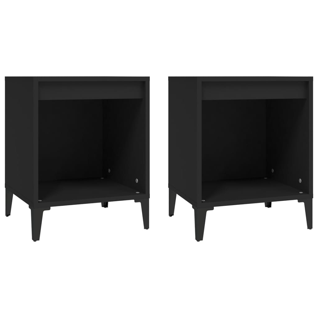 vidaXL Κομοδίνα 2 τεμ. Μαύρα 40 x 35 x 50 εκ.