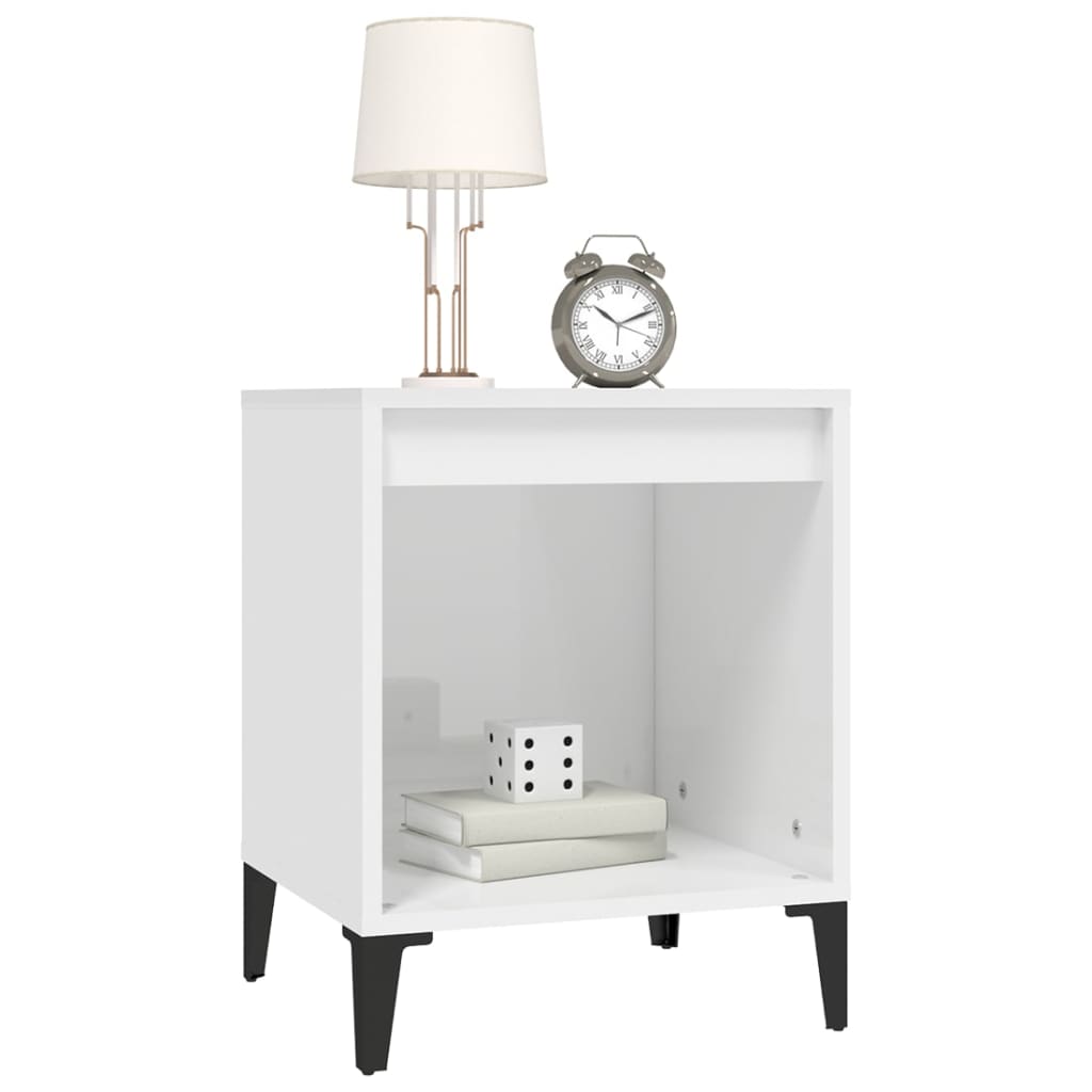 vidaXL Κομοδίνα Γυαλιστερό Λευκό 40x35x50 εκ.