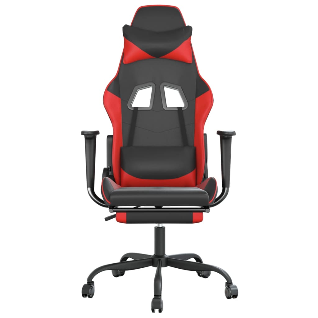 vidaXL Καρέκλα Gaming Μασάζ Υποπόδιο Μαύρο/Κόκκινο από Συνθετικό Δέρμα