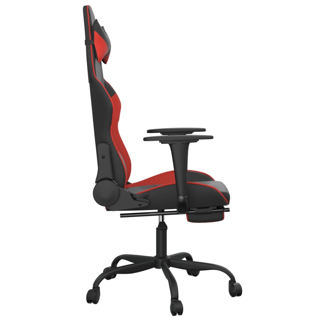 vidaXL Καρέκλα Gaming Μασάζ Υποπόδιο Μαύρο/Κόκκινο από Συνθετικό Δέρμα