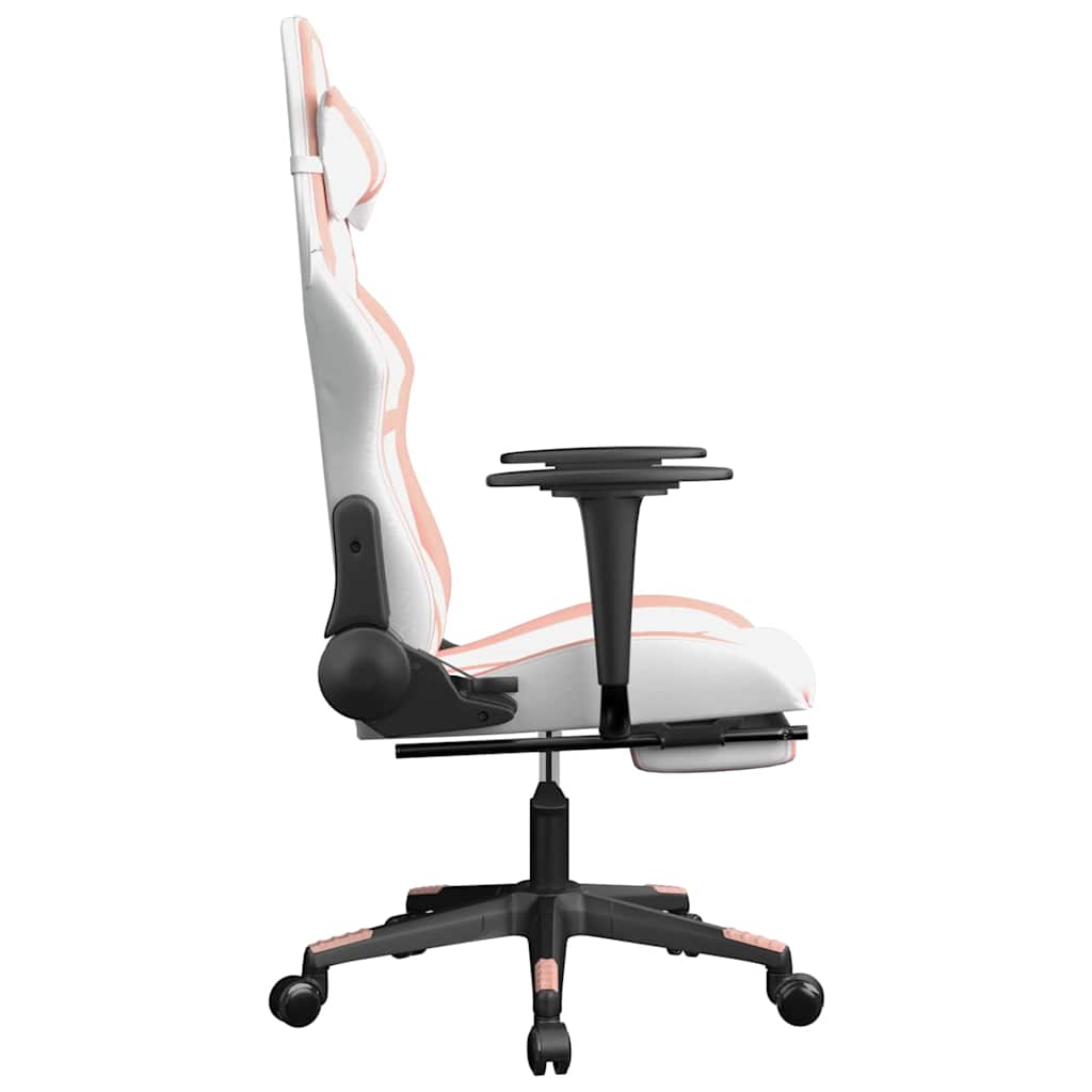 vidaXL Καρέκλα Gaming με Υποπόδιο Λευκό και Ροζ από Συνθετικό Δέρμα