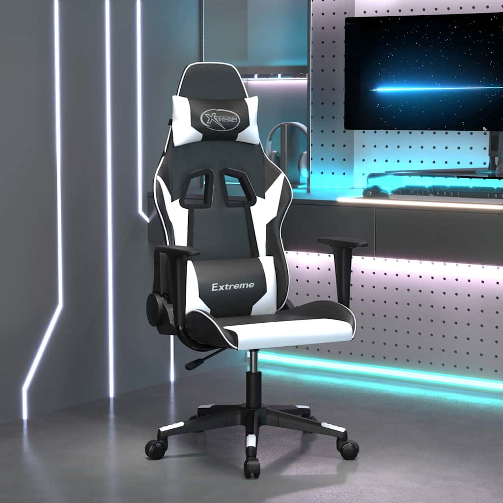 vidaXL Καρέκλα Gaming Μαύρο/Λευκό από Συνθετικό Δέρμα