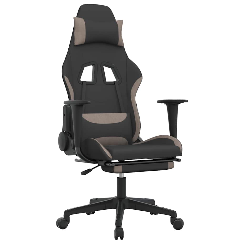 vidaXL Καρέκλα Gaming Μαύρη & Taupe Υφασμάτινη με Υποπόδιο