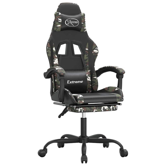 vidaXL Καρέκλα Gaming Μασάζ Υποπόδιο Μαύρο/Παραλλαγή Συνθετικό Δέρμα